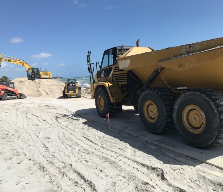Heavy-Duty Composite Mats Transform Soft, Sandy Beaches into Stable Surfaces for Renourishment Project